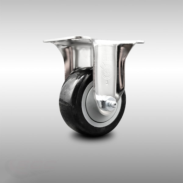 3 Inch 316SS Black Polyurethane Wheel Rigid Top Plate Caster